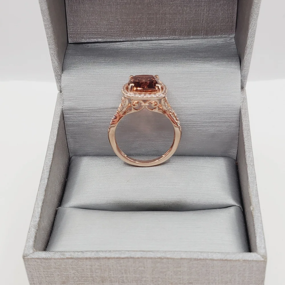 18k Rose Gold - 925 Brown Morganite Halo Ring